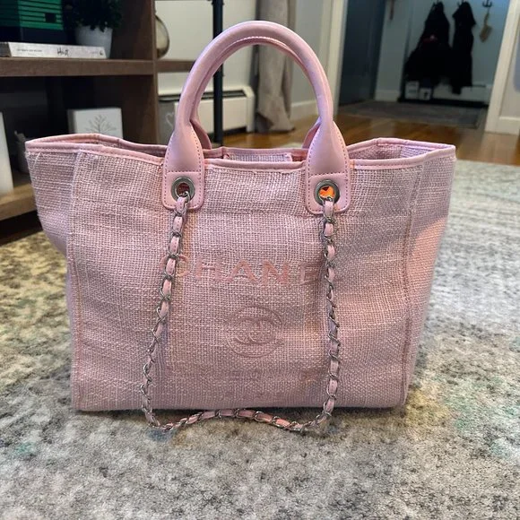 CHANEL | Bags | Chanel Deauville Shopping Bag Pink Boucle Medium